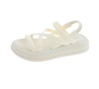 Genérico Sandalias con Plataforma Mujer Zapatos Verano Women'S Summer Sandals Thick Roman Straps Hollow Fashion Non Lightweight And Comfortable Outdoor Beach Sandalia Ortopedica Mujer (White,38)