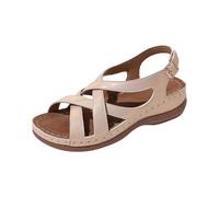 Genérico Sandalias Confort Mujer Comodas Zapatos de Verano Women'S Beach Shoes Summer Platform Slides Buckle Ankle Strap Open Toe Walking Comfy Casual Buckle Sandals Sandalias Cerradas (Rose Gold,36)