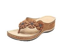 Genérico Sandalias Confort Mujer Ortopedicas Zapatos Verano Zapatos Fracasa Buckle Sandalias para Mujeres Verano Fashion Cuñas Femeninas (Brown,40)