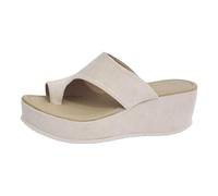 Genérico Sandalias Cuña Mujer Cómodas Zapatos Ortopedicos Sandalias de para Mujer - Pantuflas con Tiras Y Tira Entre Los Dedos,con Plantilla Acolchada para Un Look Casual de (Beige,36)