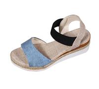 Genérico Sandalias Cuña Mujer Comodas Zapatos Ortopedicos Sandalias de Verano para Mujer,de Talla Grande,con Gruesa Y Elásticos,con Diseño Pez Cuñas Verano (Light Blue,36)