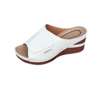 Genérico Sandalias Cuña Mujer De Talla Grande Gruesa Informales Con Palabra 2026 Color Liso Sencillas A La Pez Plataforma Verano Piel Cuñas Zapato Zapatos Ortopedicos Playa Ortopedicas