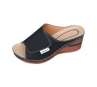 Genérico Sandalias Cuña Mujer De Talla Grande Gruesa Informales Con Palabra 2026 Color Liso Sencillas A La Pez Plataforma Verano Piel Cuñas Zapato Zapatos Ortopedicos Playa Ortopedicas