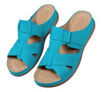 Genérico Sandalias Cuña Mujer Ortopedicas Casual,con Punta Abierta,Tipo Chanclas,De Pu,con Correa Ajustable,Ligeras,Ideales para el Verano Tallas 3643 para La Vida en Casa (Cielo azul, 37)