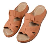 Genérico Sandalias Cuña Mujer Ortopedicas Casual,con Punta Abierta,Tipo Chanclas,De Pu,con Correa Ajustable,Ligeras,Ideales para el Verano Tallas 3643 para La Vida en Casa (Marrón, 43)