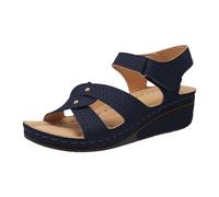 Genérico Sandalias Cuña Mujer Ortopedicas Zapatos de Verano Las Sandalias Planas de Verano para Mujer Adecuadas para Uso En La Playa,En Casa Y Al Minimalistas Negro (Blue,41)