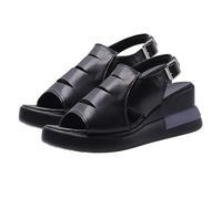 Genérico Sandalias Cuña Mujer Ortopedicas Zapatos de Verano Zapatos de Tacón Grande Verano para Mujer,Tacón,Pez,Gruesa,Playa,Sandalias Cuñas Negras (Black,38)