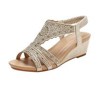 Genérico Sandalias Cuña Mujer Para Damas Zapatos De Banda Elástica Bohemias Casuales Playa Pala Verano Comodas Mayor Comodos Deportivas Zapato Montaña Zapatillas Ortopédicas Sandalia Dorada Agua