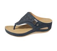 Genérico Sandalias Cuña Mujer Plataforma Zapato Cómodas Women'S Open Toe Summer New Casual Fashion Fish Mouth In The Heel Thick Bottom Slope With Slippers Sandalias Elegantes Mujer (Dark Blue,37)