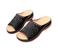 Genérico Sandalias Cuña Mujer Plataforma Zapatos Comodas Sandalias Tipo Mule con Aberturas para Mujer,Ideales para Un Look Casual de Verano de Tacon Zapatos Verano 2026 (Black,42)