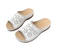 Genérico Sandalias Cuña Mujer Plataforma Zapatos Comodas Sandalias Tipo Mule con Aberturas para Mujer,Ideales para Un Look Casual de Verano de Tacon Zapatos Verano 2026 (White,43)