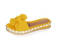 Genérico Sandalias Cuña Mujer,Puntera Abierta y Zapatos Cómodos E Informales de Verano para Caminar,La Playa y Uso Diario para La Vida en Casa (Amarillo, 42)