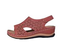 Genérico Sandalias Cuña Mujer Sandalias de playa caladas de verano con correa ajustable para comodidad anchos (Watermelon Red, 5)