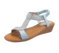 Genérico Sandalias Cuña Mujer Verano Cómodas Zapatos Sandalias de Cuña Elásticas con Punta Abierta Y de Pez para Mujer,Tipo Chanclas Verano ñ Negras Planas (Blue,39)
