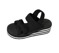 Genérico Sandalias Cuña Mujer Verano Ortopedicas Zapato Sandalias de Verano para Mujer,Cómodas,Abiertas,Anchas,Elegantes,Descalzas,con Tacón de Cuña Y Cuerda Playa (Black,41)