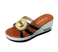 Genérico Sandalias Cuña Mujer Verano Pies Anchos Comodas Europa Y Los Unidos de Pez Pendiente con Casual Ligero Cien con Pendiente Zapatos Femeninos Sandalias Mujer Confort Zapatos de (Black,38)