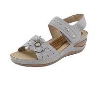 Genérico Sandalias Cuña Mujer Verano Pies Anchos Comodas Sandalias Ortopédicas para Mujer de Cuña con Flores para Informales con Masaje Deportivas (Grey,38)