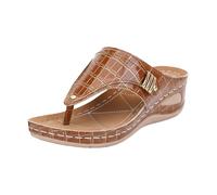 Genérico Sandalias Cuña Mujer Verano Zapatos Ancho Especial Women's Fashion Casual Summer Style Solid Color Fish Mouth Thick Bottom Slippers Sandalias Caminar Mujer Zapatos de Verano (Brown,36)