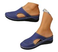 Genérico Sandalias Cuña Mujer Verano Zapatos Mujer Verano Mules Casuales con Aberturas para,Sandalias Planas Cómodas para Uso Diario En Fascitis Plantar Sport (Blue,42)