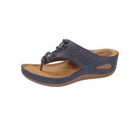 Genérico Sandalias Cuña Mujer Verano Zapatos Mujer Verano Women's Slope Heel Slippers Hollow Casual Slippers Slope Shoes Foot Massage Sandals Sandalia Marron Sandalias Tacon Bajo (Blue,43)