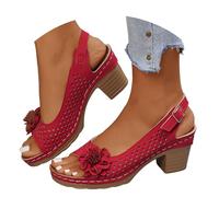 Genérico Sandalias Cuña para Mujer Verano Comodas Zapatos Tacon para Pies Cómodos Casual Retro Wedge Plataforma Zapatillas de Playa con Puntera Abierta Bohemia Sandalias de Vestir Trekking Deportivas