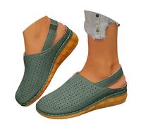 Genérico sandalias,cuñas negras,Women's Sandals With Closed Toe And Buckle Closure For Beach Casual Wear In Plus Sizes Zapatos Dorados (Green, 36)