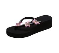 Genérico Sandalias Cuñas para Vestidas Oro Señoras Moda Verano Chanclas Sandalias Rhinestone Casual Zapatillas Piel Caro, rosa, 39 EU