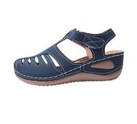 Generico Sandalias de cuerda con punta cerrada para mujer, sandalias cómodas ligeras de suela lavables zapatos vintage elegantes de fondo grueso caminata moda suave para playa y senderismo, turquesa