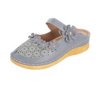 Genérico Sandalias de Cuña Mujer Pies Anchos Zapato Verano Sandalias para Mujer,Damas,Niñas,Cómodas,Ahuecadas,Punta Redonda,Cuñas,Pantuflas 43 Negras Planas (Grey,38)