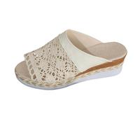Genérico Sandalias de Cuña Mujer Plataforma Zapatos Verano de Pez Grande,Ahuecada,Con Fondo Grueso,Pendiente Recta Y Zapatillas. Sandalias Cómodas Mujer Zapatos Verano 2026 (Beige,39)