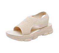 Genérico Sandalias de Cuña Mujer Verano Zapatos Antidados Rapantes Transpirable y Desnudo Pies Bohemia Punta Abierta Zapatos Con Tacón Plataforma Comfy Semi Trailer Sandalia Ortopédica, blanco, 36 EU