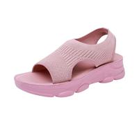 Genérico Sandalias de Cuña Mujer Verano Zapatos Antidados Rapantes Transpirable y Desnudo Pies Bohemia Punta Abierta Zapatos Con Tacón Plataforma Comfy Semi Trailer Sandalia Ortopédica, rosa, 40 EU