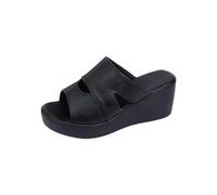 Genérico Sandalias de Cuña Mujer Zapatos de Verano Mujer Sandalias Tipo Chancla,Casuales,con Y Punta Abierta,Ideales para El Verano Y Actividades Al Aire Cuñas Negras (Black,39)