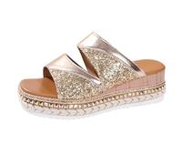 Genérico Sandalias de Cuña Mujer Zapatos Verano Comodos Zapatillas de Mujer para Primavera,Verano Y Otoño,con Una Sola Palabra,con Pez,para Uso Exterior,Sandalias (Rose Gold,41)