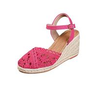 Genérico Sandalias de cuña para mujer, verano, alpargatas de esparta, ganchillo, plataforma, zapatos con puntera cerrada de encaje, comodidad, tobillo, vintage, vacaciones, tacón y sandalias de