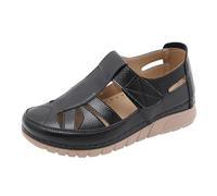 Generico Sandalias de mujer con cuña y plataforma, zapatos vintage ligeros con punta cerrada, planta ancha, sandalias cómodas transpirables de fondo grueso caminata moda suave para playa y senderismo