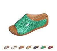 Generico Sandalias de mujer de verano Casual Sandalia Ortopédica Open Toe Zapatillas con Cuña Zapatillas Antideslizantes Goma Suelas Elegantes Zapatos Deportivos Outdoor Shoes de Playa Piscina, Verde
