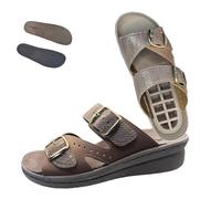 Generico Sandalias de mujer fabricadas en Italia, plantilla Memory extraíble de piel auténtica, suela ligera, Flex'is RE05 by Patrizia Azzi, Beige Phard, 39 EU