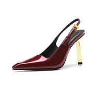 Genérico Sandalias De Noche para Mujer con Tacón Medio | TacóN De Verano Con Punta Puntiaguda, Tacones De Aguja Para Fiestas De GraduacióN, Cuero Patentado Zapatos De Boda