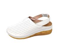 Generico Sandalias de plataforma casuales al aire libre, sandalias de cuña gruesa y diseño hueco para una comodidad transpirable al caminar y viajar., Color blanco., 40 EU