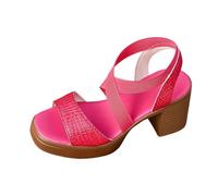 Genérico Sandalias de tacón alto para mujer, bandeja ancha con cordones cruzados impresos a la moda, sandalias para caminar para mujer, cómodas, suaves y antideslizantes para urbanas, rosa fuerte, 40