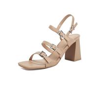 Genérico Sandalias De Tacón Alto para Mujer con Tiras Y Hebilla Punta Abierta Slingback Sandalias Nupciales Tacón Grueso Zapatos para Boda, Fiesta Y Baile De Graduación,Apricot1,36 EU