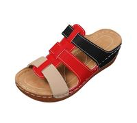 Genérico Sandalias De Tacón Para Mujer Sandalias Cós Para Mujer Con Soporte El Del Pie De Verano Chanclas Planas Bohemias Punta Abierta, Mules Casuales, Suelas Gruesas Y Transpirables, Cuña