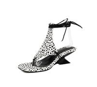 Genérico Sandalias De Tanga con Tacón Esculpido Y Cordones para Mujer | Lazada al Tobillo, Punta Cuadrada, Ante Sintético, Sandalias sin Talón, Fiesta, Graduación, Verano, Elegancia