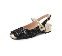 Genérico Sandalias de Verano Mujer con Hebilla Ajustable, Tacón Bloque Bajo, Punta Redonda, Espalda Abierta, Suela de Goma Flexible, Zapatos Casuales para el Día a Día,Negro,43 EU