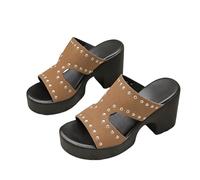 Genérico Sandalias De Verano Mujer, Sandalias Mule de con y Tacón Grueso Cómodas Casuales para Mujer
