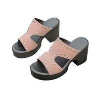 Genérico Sandalias De Verano Mujer, Sandalias Mule de con y Tacón Grueso Cómodas Casuales para Mujer