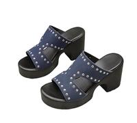 Genérico Sandalias De Verano Mujer, Sandalias Mule de con y Tacón Grueso Cómodas Casuales para Mujer