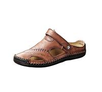 Genérico Sandalias de verano para hombre, sandalias de senderismo y montañismo, talla 43, 44, suela antideslizante, sandalias de cuero para playa, chanclas ergonómicas
