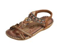Genérico Sandalias de verano para mujer, elegantes, con separadores de dedos, cómodas, ortopédicas planas con plantilla, transpirables, con tira trasera para playa, vacaciones y ocio.
